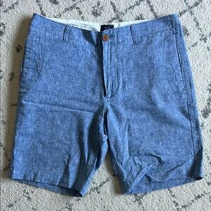 J. Crew Linen & Cotton Blue Flat Front Shorts